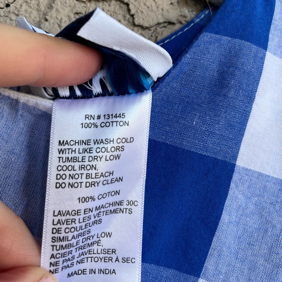 ANTHROPOLOGIE NWT WHIT Blue & White Gingham Checkered Plaid Ruffle Top XS - Picture 14 of 15